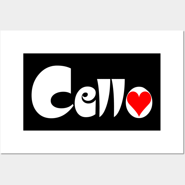 Cello Heart White Text Wall Art by Barthol Graphics